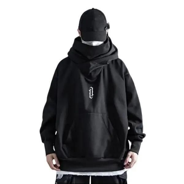 áo hoodie cổ cao ,mũ trùm đầu, áo hoodie ninja họa tiết thêu nổi Menswear Nam Top Dài Tay Ong Loang Nhung áo len Tay Dài Tay Dài áo  hoodie áo hoodie  che mặt áo  cổ rùa Nhung Tăm hoodie  zip