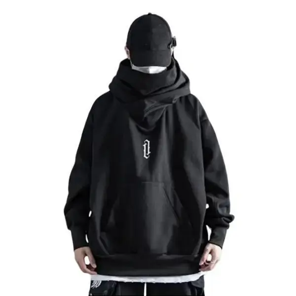 áo hoodie cổ cao ,mũ trùm đầu, áo hoodie ninja họa tiết thêu nổi Menswear Nam Top Dài Tay Ong Loang Nhung áo len Tay Dài Tay Dài áo  hoodie áo hoodie  che mặt áo  cổ rùa Nhung Tăm hoodie  zip 0
