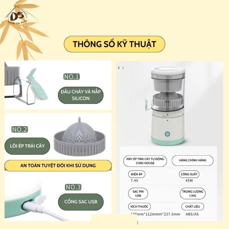 Máy Vắt Cam Đa Năng, Máy Ép Hoa Quả Tự Động Không Dây Sử Dụng Sạc USB Tiện Lợi Nhỏ Gọn Mang Đi Du Lịch cực khô xay cầm tay mới nhất hiện nay nước trái cây maysinh to mayxay may vat thong minh xịn 4