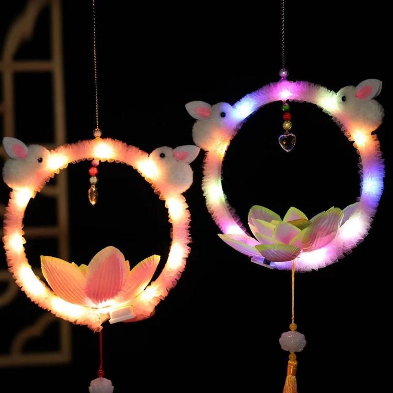 Portable With Tassels Children's Rabbit Lantern Chinese Style Traditional Bunny Handmade Lantern Finished Mid-Autumn Festival Lantern Mooncake Festival 4