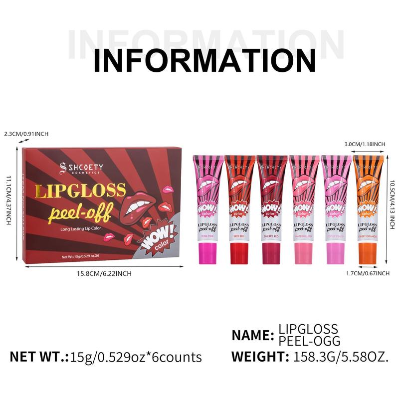Product Introduction of 6 Color Long Lasting Peel Off Tinted Lipstick, 6 Counts/set Lip Gloss Tear Off Lip Tattoo Colored Lip Balm, Daily Lip Care Lip Moisturizer for Girls & Women, Eastenders Lipstick, Birthday Box For Girl, Christmas Gift, Summer Fridays Old Packaging Lip Balm 15