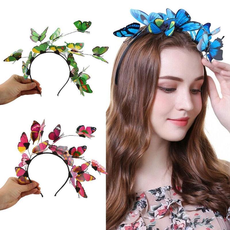 Băng Đô Vòng Cài Tóc Vòng Hoa Bướm, Thiết Kế Thanh Lịch, Phụ Kiện Đội Đầu Tóc, Thích Hợp Cho Đám Cưới Và Cô Dâu, M7Y8, Siêu Thanh Lịch 1