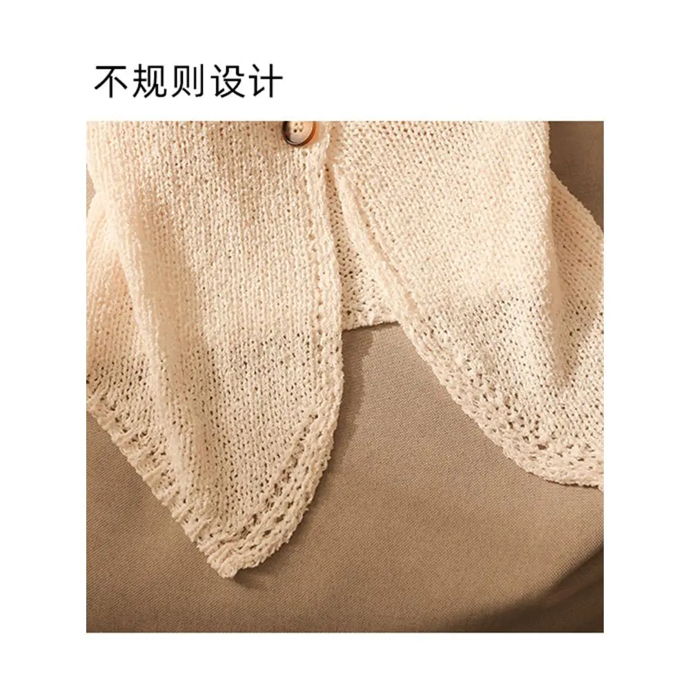 Korean Style Classic Style Knitted Cardigan 2024 New Fashion All-Match Split Vest Women's Short Cover-up Top Womenswear Lingerie