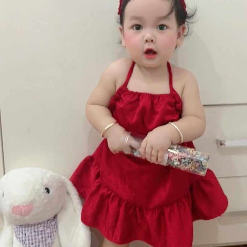 SAMclothing - Yếm đỏ cho bé gái 8 đến 25 kg xinh tươi 3