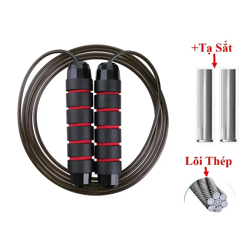 Dây Nhảy Thể Dục Lõi Thép 2.9m Có Tay Cầm, Chất Liệu Dây Sợi PVC, Trọng Lượng Tạ ~81g/cục *2 cục - 1