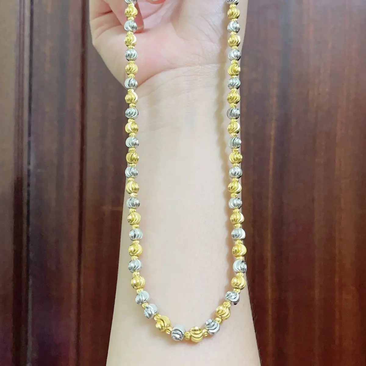 Dây chuyển bi 2 màu hàng dài50cm đẹp như  vàng ý