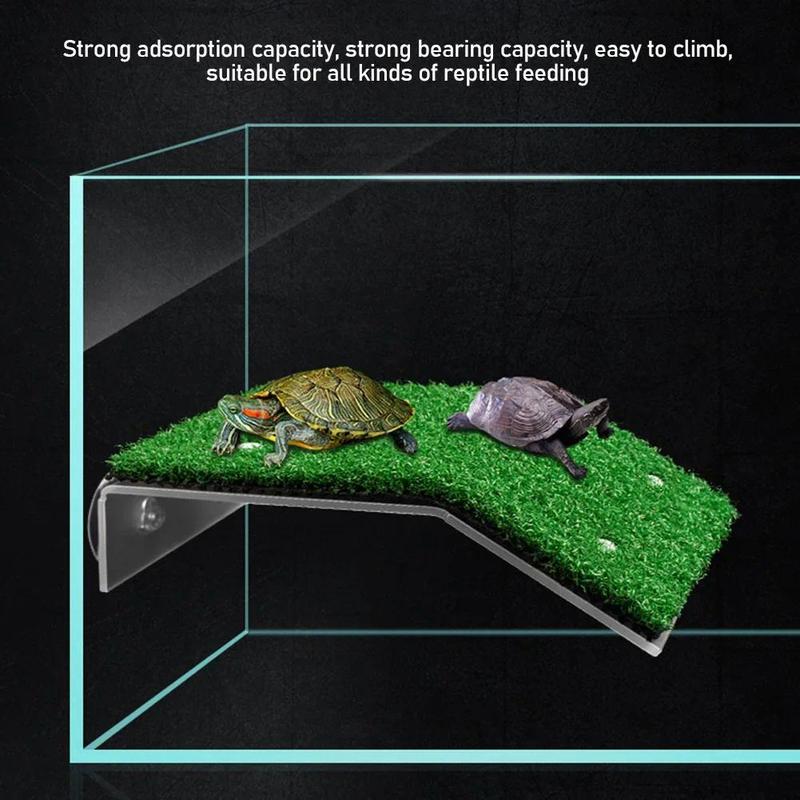 Product Introduction of Reptile Lawn Slope Turtle Basking Platform Turtles Resting Basking Platform Simulation Grass Turtle Ramp ForTank Reptile Habitat 2