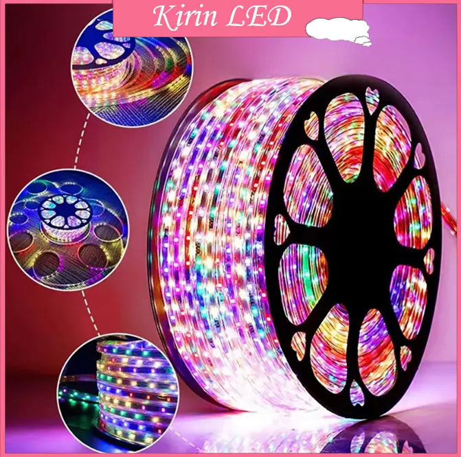 Lampu Led Strip Selang 2835 (RGB 1-30M+SOKET) 220V Outdoor Strip Warna-warni