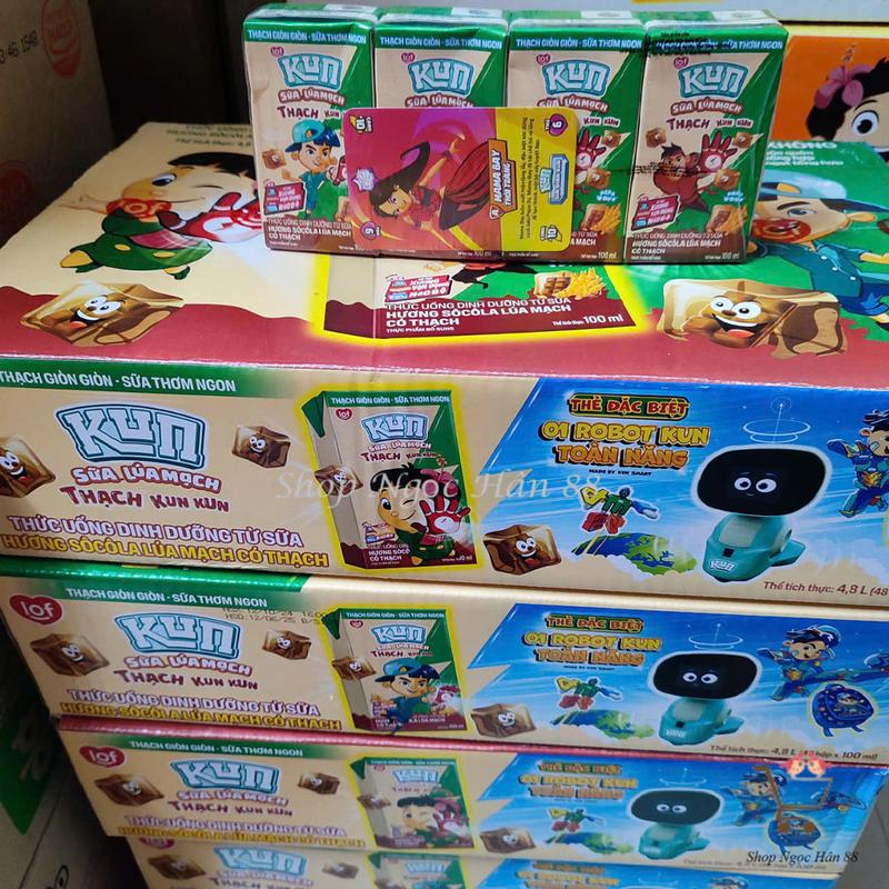 Thùng 48 Hộp Sữa Kun Thạch Hương Socola Lúa Mạch 100ml/hộp