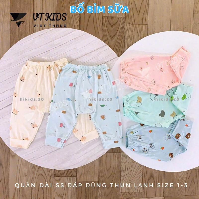 Set 5 - 10 Quần Dài Quần Chục Sơ Sinh Thun Lạnh Màu Đáp Đũng Bỏ Bỉm Cho Bé Gái Bé Trai 3-9kg Vải Thun Lạnh Mát Phối Họa Tiết Dễ Thương QL02 Hikids