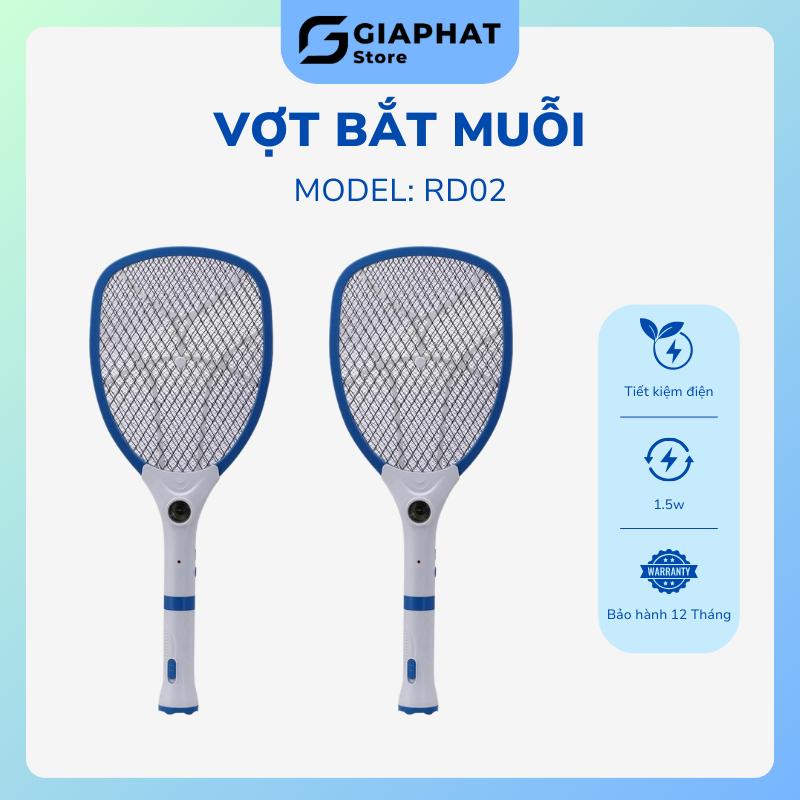 Vợt bắt muỗi điện tử Rạng Đông RD02 2IN1 bắt côn trùng, có đèn báo sạc pin- Tích hợp tay cầm có thể tháo rời làm đèn pin