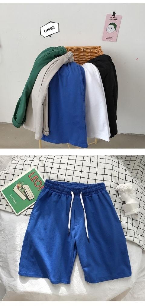 Product Introduction of Men's Sports Shorts Summer New Japanese Style Solid Color Simple Thin Loose Fit Five-Point Beach Shorts for Couples 11