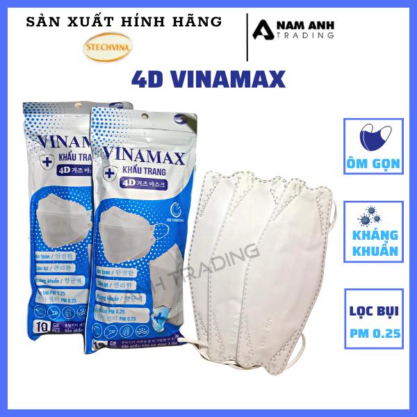 100C Khẩu Trang KF94 4D Vinamax 4 Lớp Kháng Khuẩn Lọc Bụi Túi 10 Chiếc