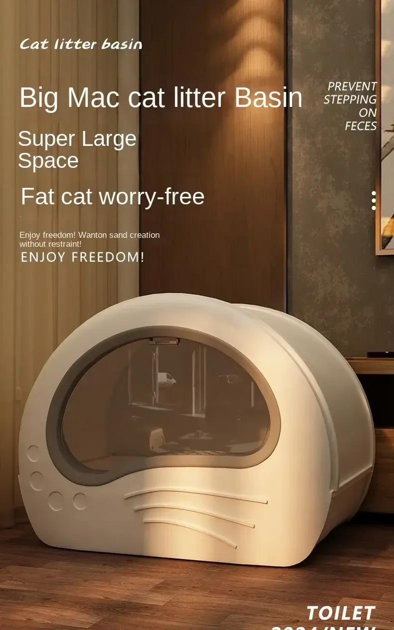 Product Introduction of Large space cat litter box with cat litter scoop fully enclosed drawer type cat litter box splash proof cat toilet cat supplies 0