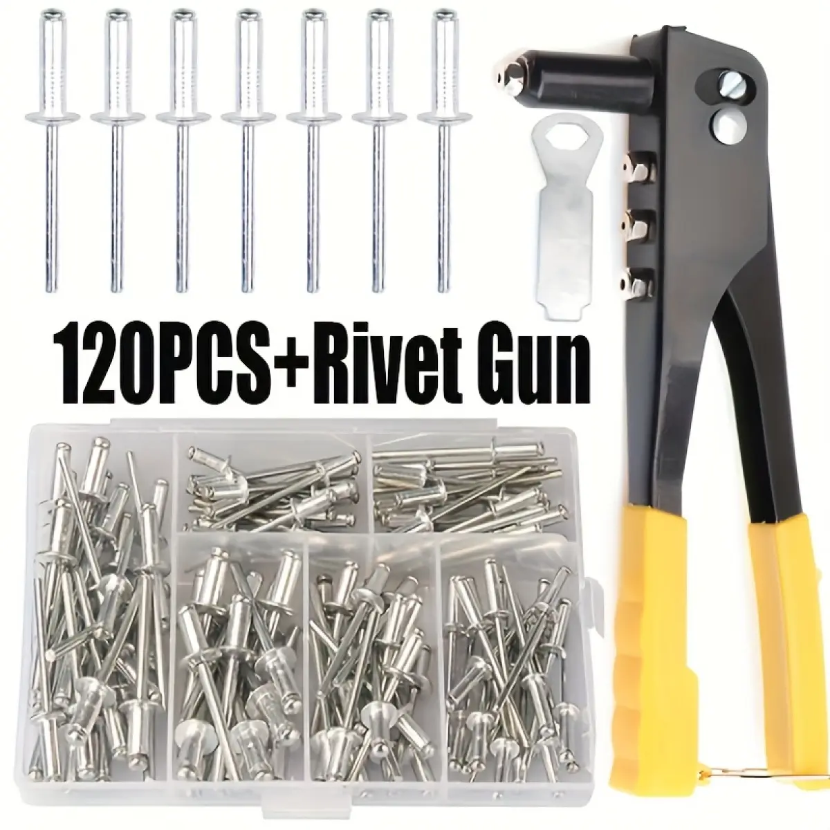 Kit Pelbagai Rivet, Alat Tangan, Termasuk Alat Nat Rivet dan 120 paku ...