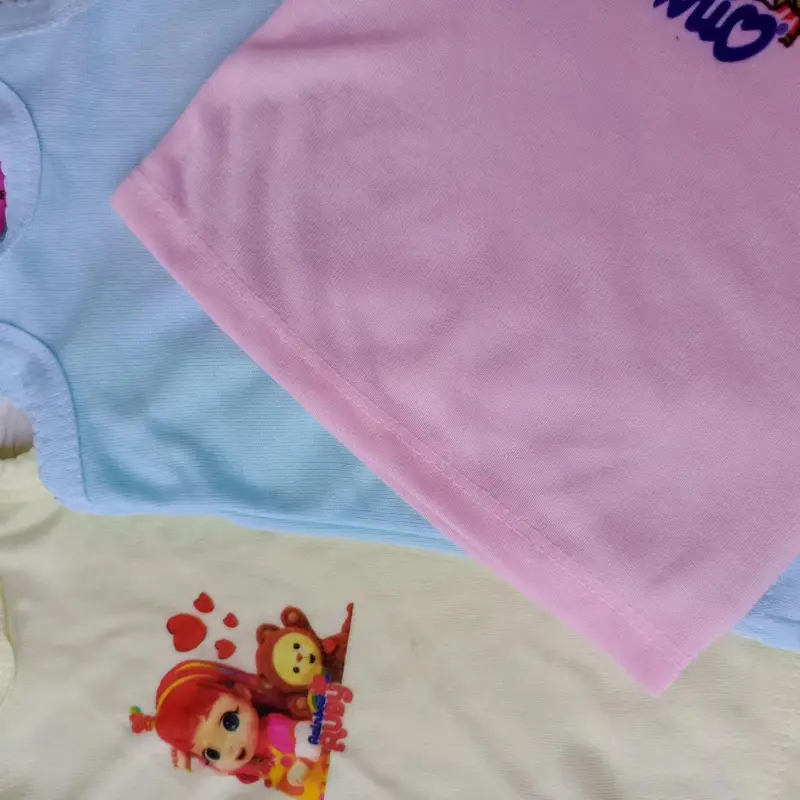 [ 3 & 6 PCS ] Singlet anak laki-laki dan perempuan motif gambar / Kaos dalam anak polos karakter Fashion 5