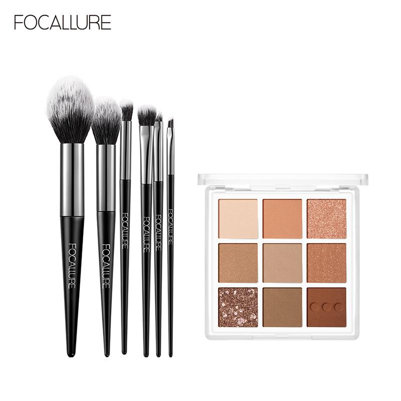 【Voucher 40k FOCALLURE COMBO 02 MÓN Phấn Mắt 9 Ô 10.8g và Bộ Cọ Trang Điểm 6 Cây