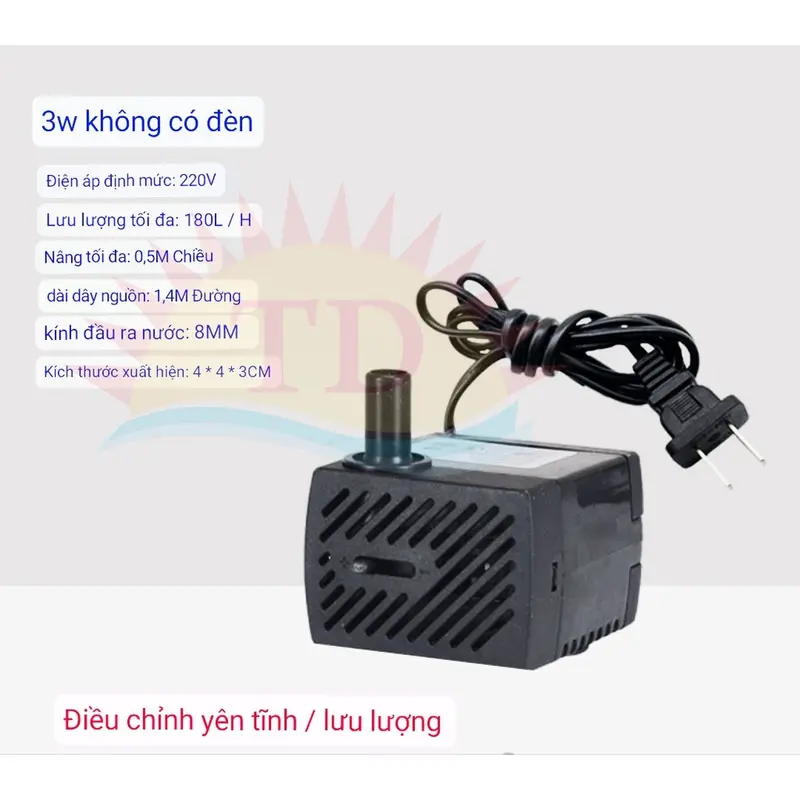 Máy Bơm 3W Nước Chìm cho Hồ Cá, Hòn Non, Bộ Thác Nước - 3W không đèn điện 220vol 5