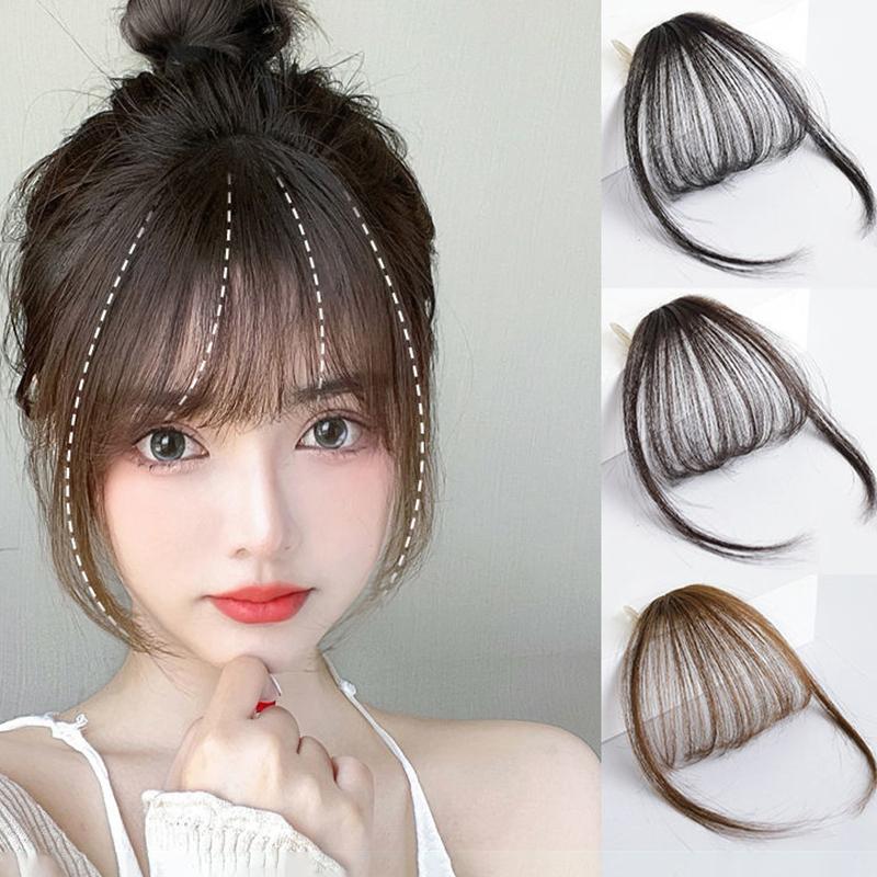 Tóc giả mái thưa, Làm Bằng Tóc Thật 100% Dệt Tay - Tóc Mái Giả Thưa Tóc Thật Hàn Quốc 1