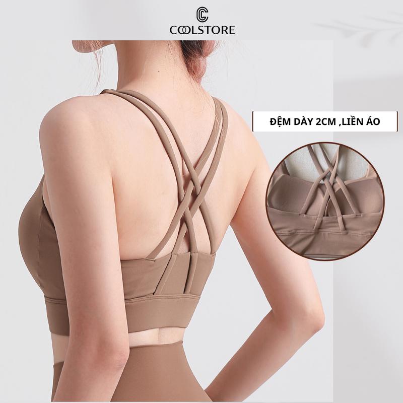 Áo bra Lulu đệm mút cố định vải cao cấp Tập Gym Yoga cho nữ Thể Dục Top màu ca cao áo lót thể thao