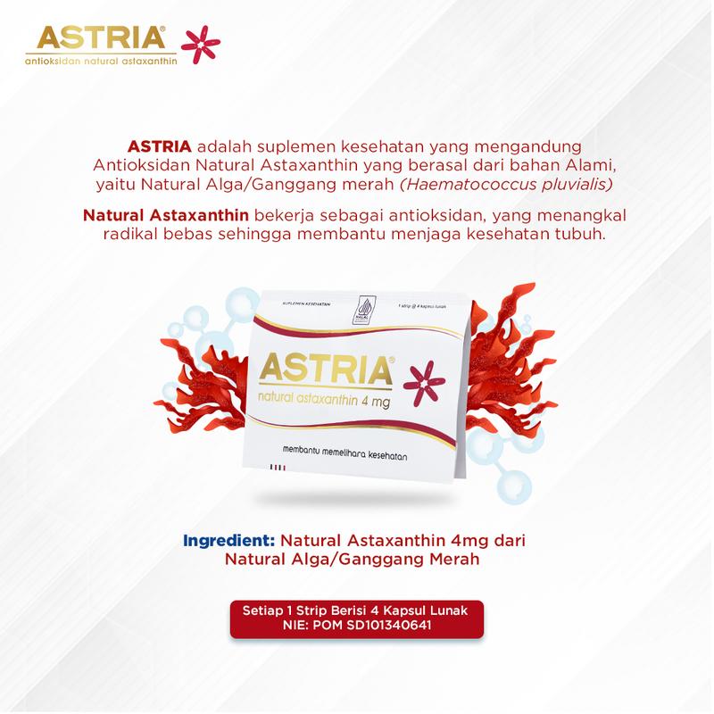 ASTRIA Suplemen Antioksidan Natural Astaxanthin Kemasan Praktis 1 Pack x 4 Soft Capsule ( Suplemen Antioksidan / Multivitamin Menjaga Daya Tahan Tubuh / Kesehatan Kulit ) 4