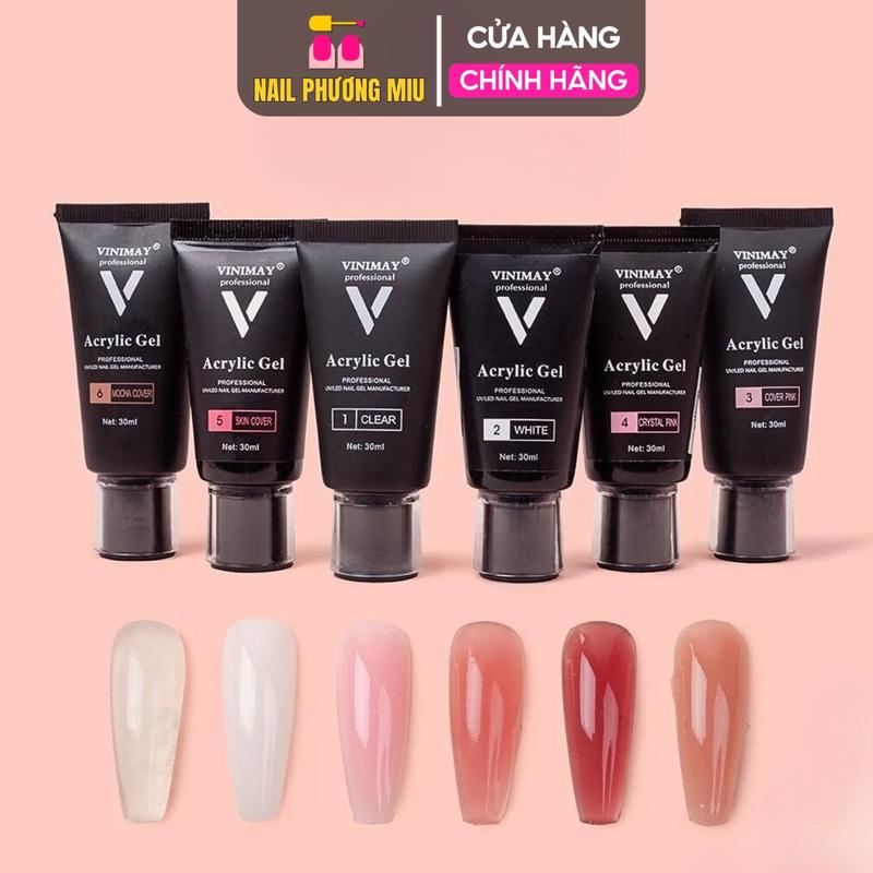 Gel Gôm VINIMAY Cao Cấp Tuýp 30ml Số 123 Màu Trong, Trắng Và Cover Pink Làm Nail, Gel Nối Móng Úp Nhanh, Bền Đẹp Dẻo, Đặc, Dễ Tạo Hình Women Nữ