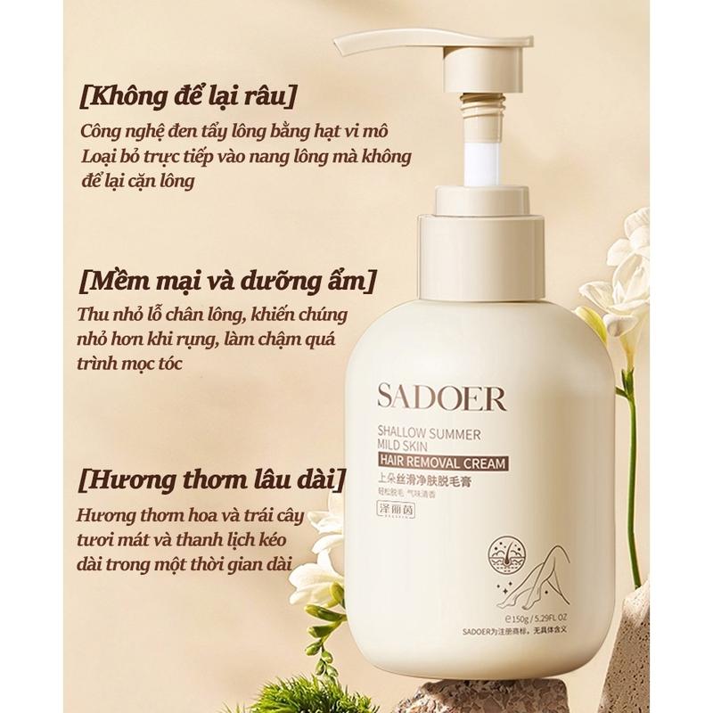 Kem tẩy lông SADOER , tẩy lông vùng kín, nách, tay, chân, triệt lông an toàn không đau rát dung tích 150ml ZYC11CSD1C 8