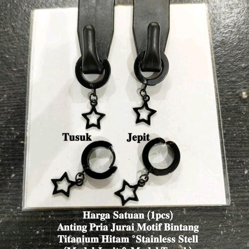 Anting pria titanium jurai bintang 1pcs Laki-laki 4