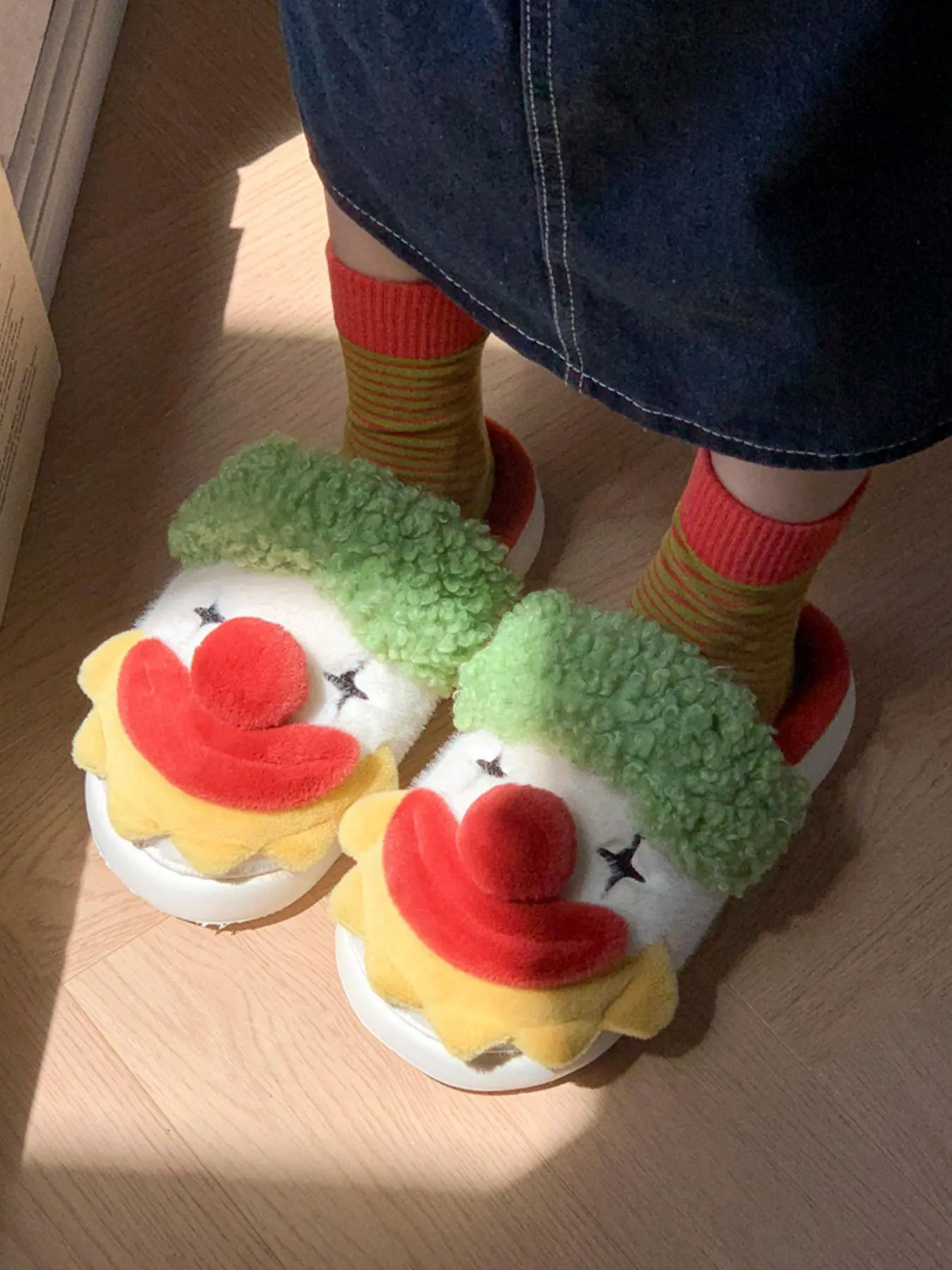Cartoon Clown Design Slippers, Sliders for Men, Casual Soft Comfortable Home Slippers, Warm Slippers for Indoor & Outdoor Use for Fall & Winter