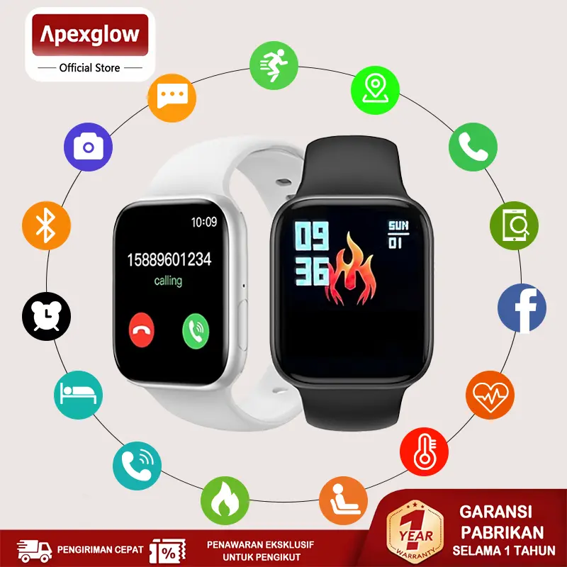 ⚡SUBSIDI 80%⚡ APEXGLOW Jam Tangan  Smartwatch T800 PROMAX - Tahan Air IP68, Monitor Detak Jantung & Pelacak Kebugaran | Bluetooth 5.0, Layar Sentuh HD, Kompatibel Android/iOS
