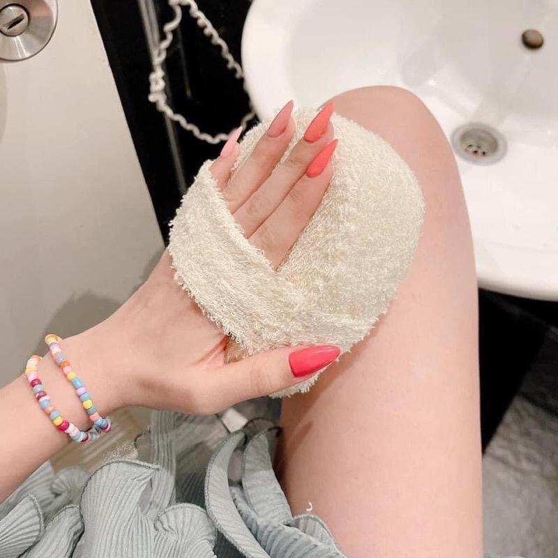 Bông tắm lưới xơ mướp trắng mềm mại tẩy tế bào chết tại nhà 7