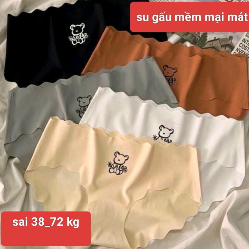  combo 10  hoặc 5  quần lót su lạnh viền sóng in hoạ tiết hình gấu co giãn đàn hồi tốt không lộ vân viền . Nữ Voan 