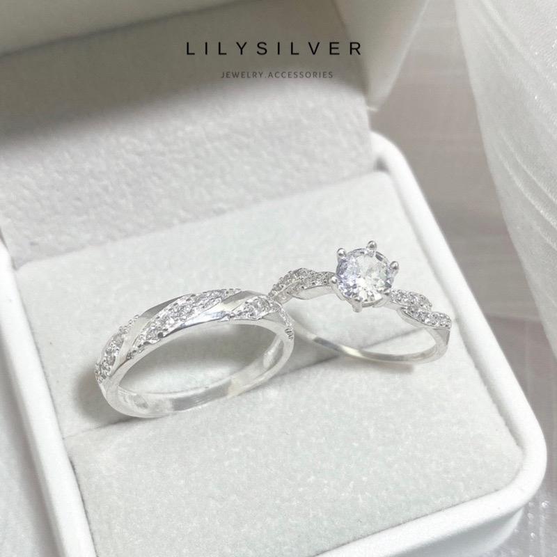 [Nhẫn Hẹn Ước - Tặng Chứng Chỉ Tình Yêu] Nhẫn đôi bạc nam nữ Lily Silver, chất liệu bạc ta