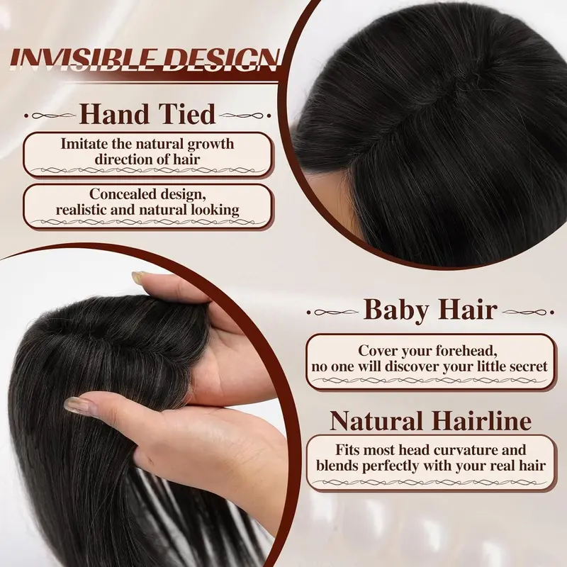 Local shipping- 14 Inch Light Blonde & Brown Hair Toppers for Women Human Hair Toppers Hair Pieces Swiss Base with 3 Clips in Wiglets Toppers for Women with Thinning Hair Grey Hair Loss 2
