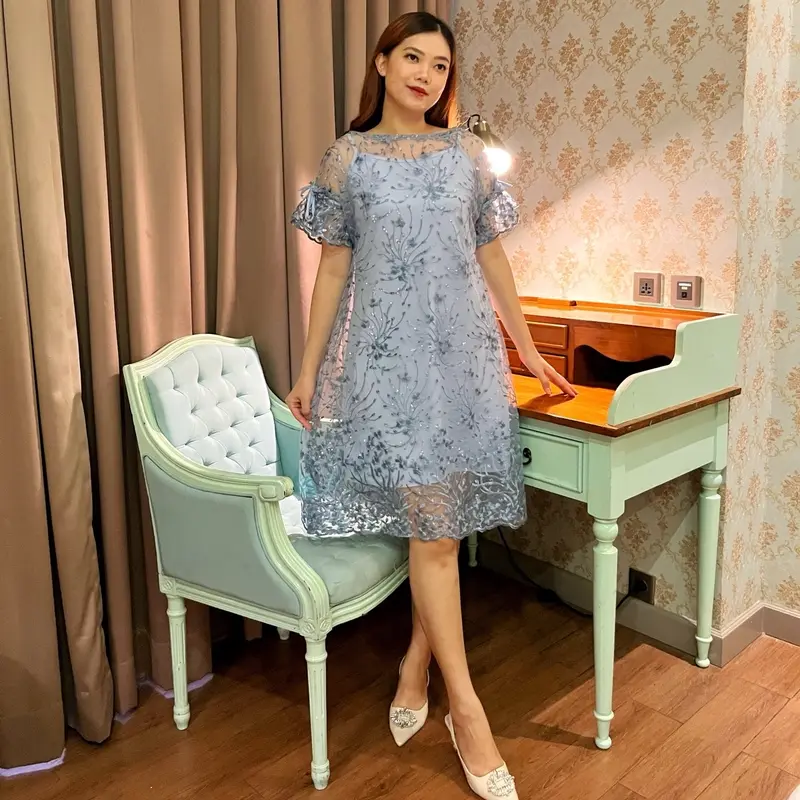 Dress W26 Korean Look Baju Pesta Elegant 0
