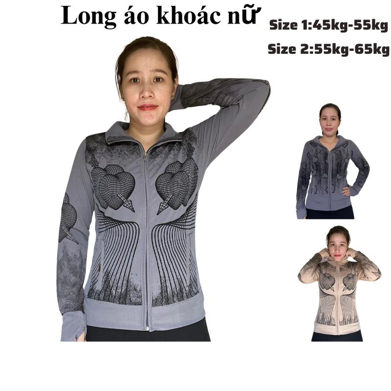 Áo khoác cổ nữ mặc choàng chống nắng 4 túi với khóa kéo vải tăm gân đẹp Top thời Trang Phục Sport Fish Jacket Women Voi Kem Nhung 5
