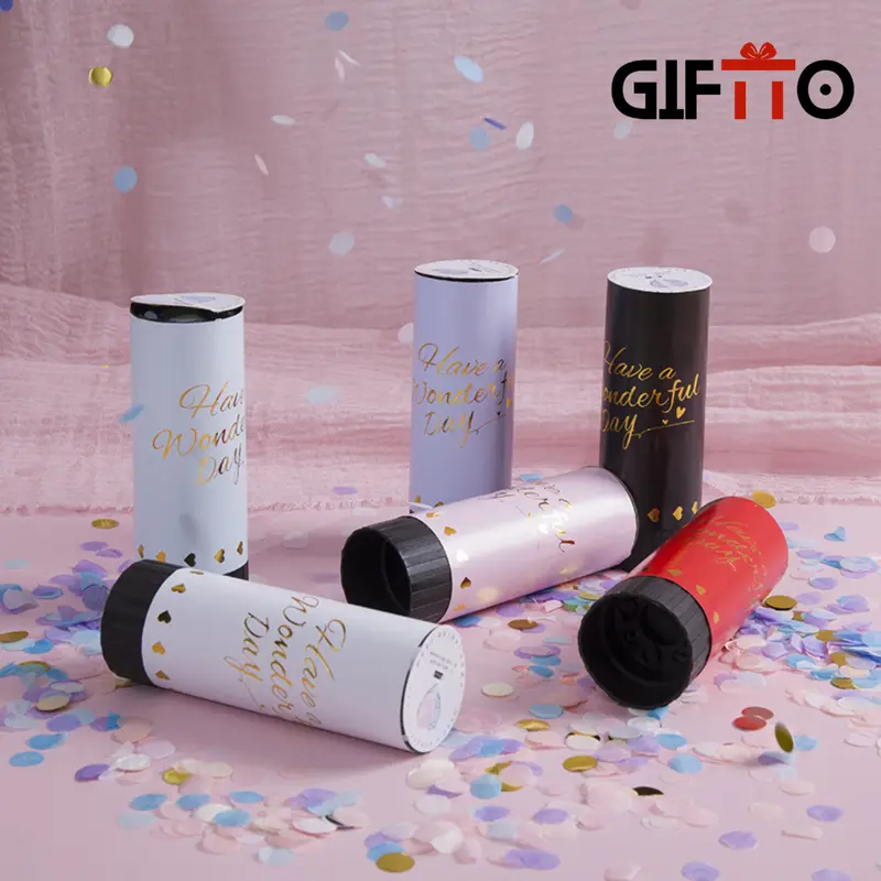 Pháo giấy kim tuyến Confetti 11cm GiftTo - Combo 6 Quả chất lượng cao, Pháo tiệc cưới, sinh nhật 0