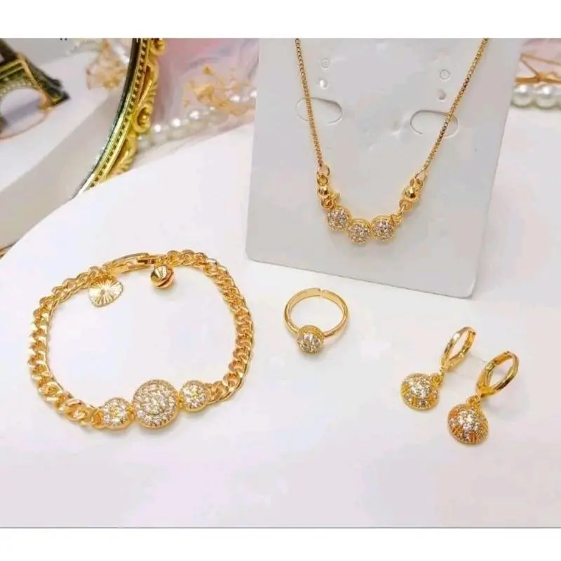 PROMO COD SATU SET PERHIASAN ANAK ANAK PEREMPUAN TITANIUM GOLD KOMPLIT KALUNG GELANG ANTING CINCIN MOTIF MIKYMOUS MATA ANTI LUNTUR Fashion Costume 7