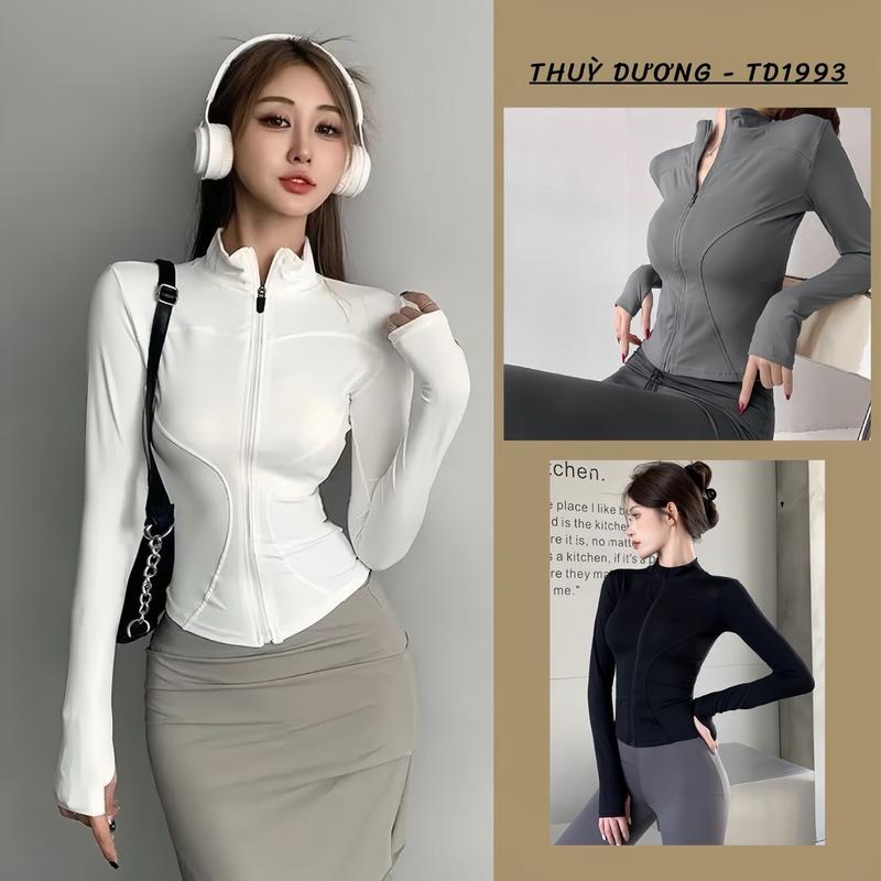 (LOẠI I) Áo tập BABY TEE chất SU ĐÚC ICE định lượng 250GSM có khoá kéo - Áo dài tay xỏ ngón - áo 2 kiểu - áo tập dành cho nữ Tập Gym Sport Top Golf