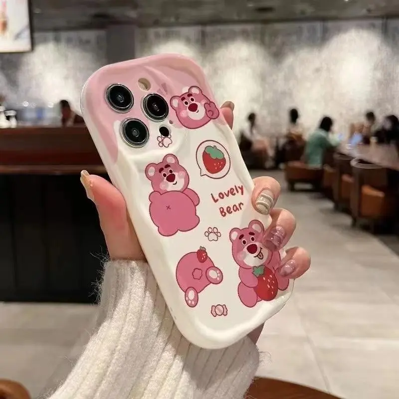 Ốp lưng điện thoại viền nổi cạnh sóng in hình gấu lotso hồng và doremon đủ dòng mã sk1036