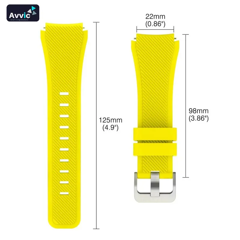 Avvic x Tali Jam Tangan Silikon 22mm Strap Silicone Mi Watch 46mm Sport Rubber Wristband Black Blue Green Grey Pink Karet Red Sporty White Yellow Accessories 4