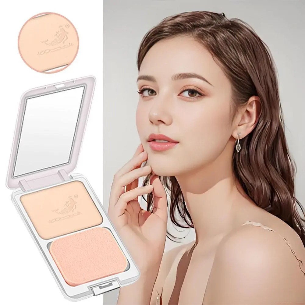 Two Way Cake Powder Foundation Long Lasting Oil Control Waterproof Smooth Wet Dry Powder Concealer Moisturizing Makeup