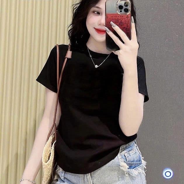 Áo thun trơn form vừa thun cotton thái co giãn size 35 - 68kg Nữ Women Cổ Tròn Top M161 4