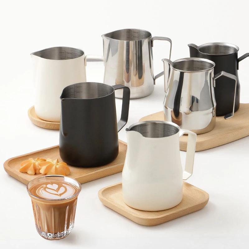 Coffee Milk Frothing Pitcher Jug 304 Stainless Steel With Scale Latte Steam Coffee Paint Process Kitchen Cafe Accessories 0