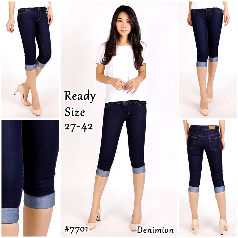 Celana Pendek Wanita 7/8 Jeans Celana Jeans Wanita Jumbo Big Size - BIRU GARMENT