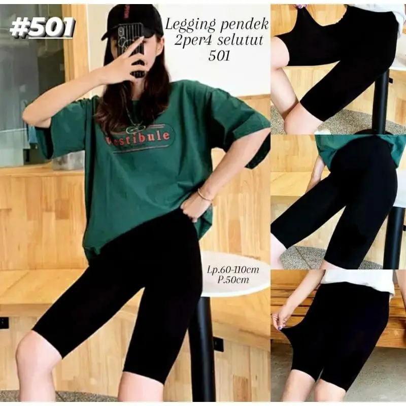LEGGING HW PENDEK SELUTUT POLOS TEBAL FIT TO 80KG / LEGGING IMPORT WANITA