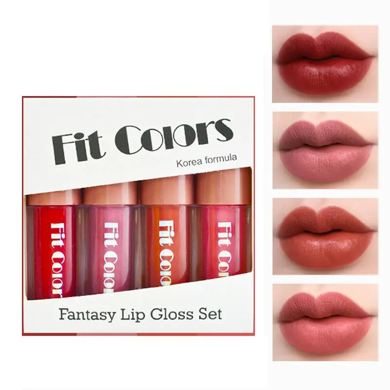 Long Lasting Liquid Lipstick, 4 Counts/set Velvet Matt Finish Liquid Lip Gloss, Non-sticky and Gentle Texture Juicy Lip Gloss 7