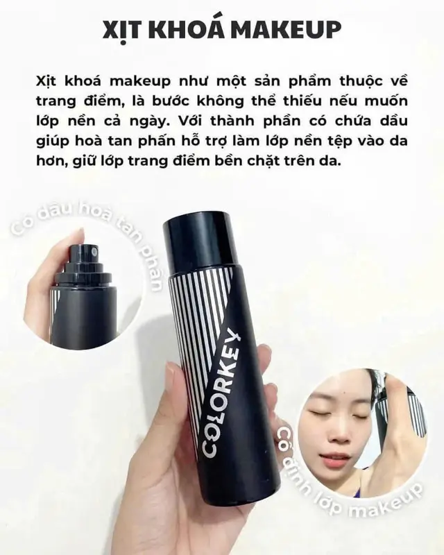 Xịt Khóa nền Trang Điểm COLORKEY Tia Sương Mềm Mại Dưỡng Ẩm Kiềm Dầu Chống Thấm Nước 100ml 6