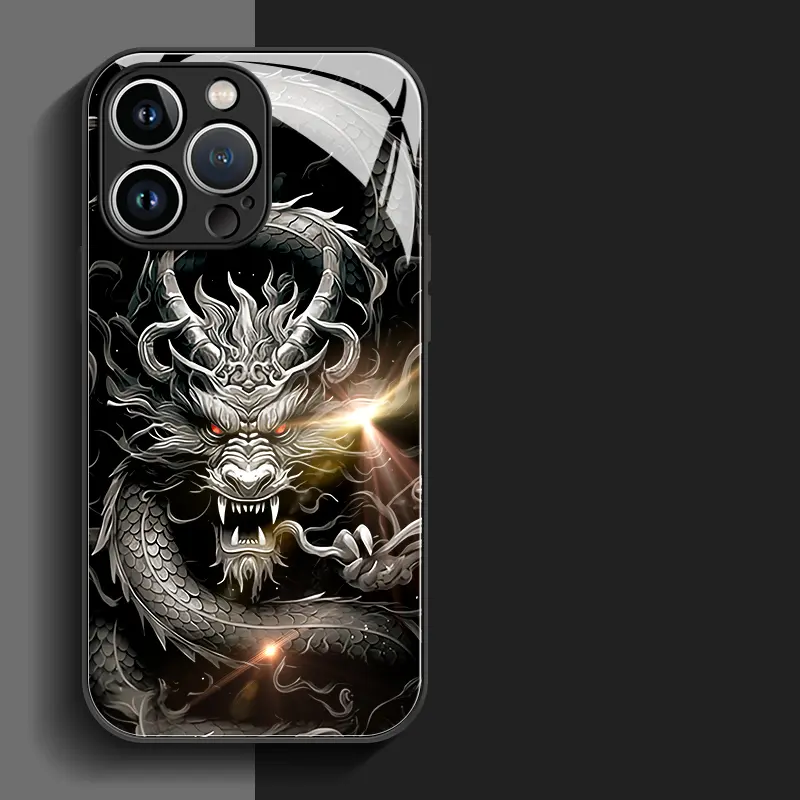 Ốp Lưng iPhone, Thiết Kế Rồng Trung Quốc, Ốp Lưng Kính Thời Trang Cao Cấp, Chống Rơi Và Chống Sốc, Tương Thích Với Các Mẫu iPhone Phổ Biến Trên Thị Trường, Chẳng Hạn Như iPhone 7 / 8 / X / 11 / 12 / 13 / 14 / 15 Pro Max.