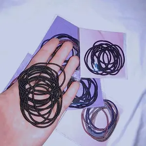 GELANG TALI POLOS ISI10PCS TERMURAH / GELANG HITAM POLOS TALI ELASTIS / IKAT RAMBUT HITAM ELASTIS PEREMPUAN